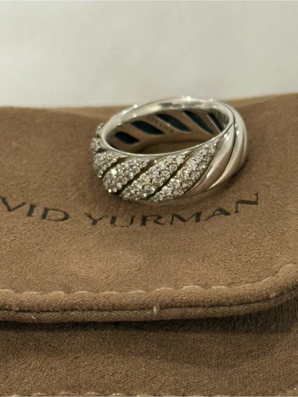 David yurman Sculpted cable Pave band ring